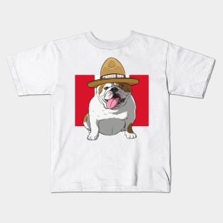 English Bulldog Mountie Canada Day Kids T-Shirt